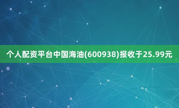 个人配资平台中国海油(600938)报收于25.99元